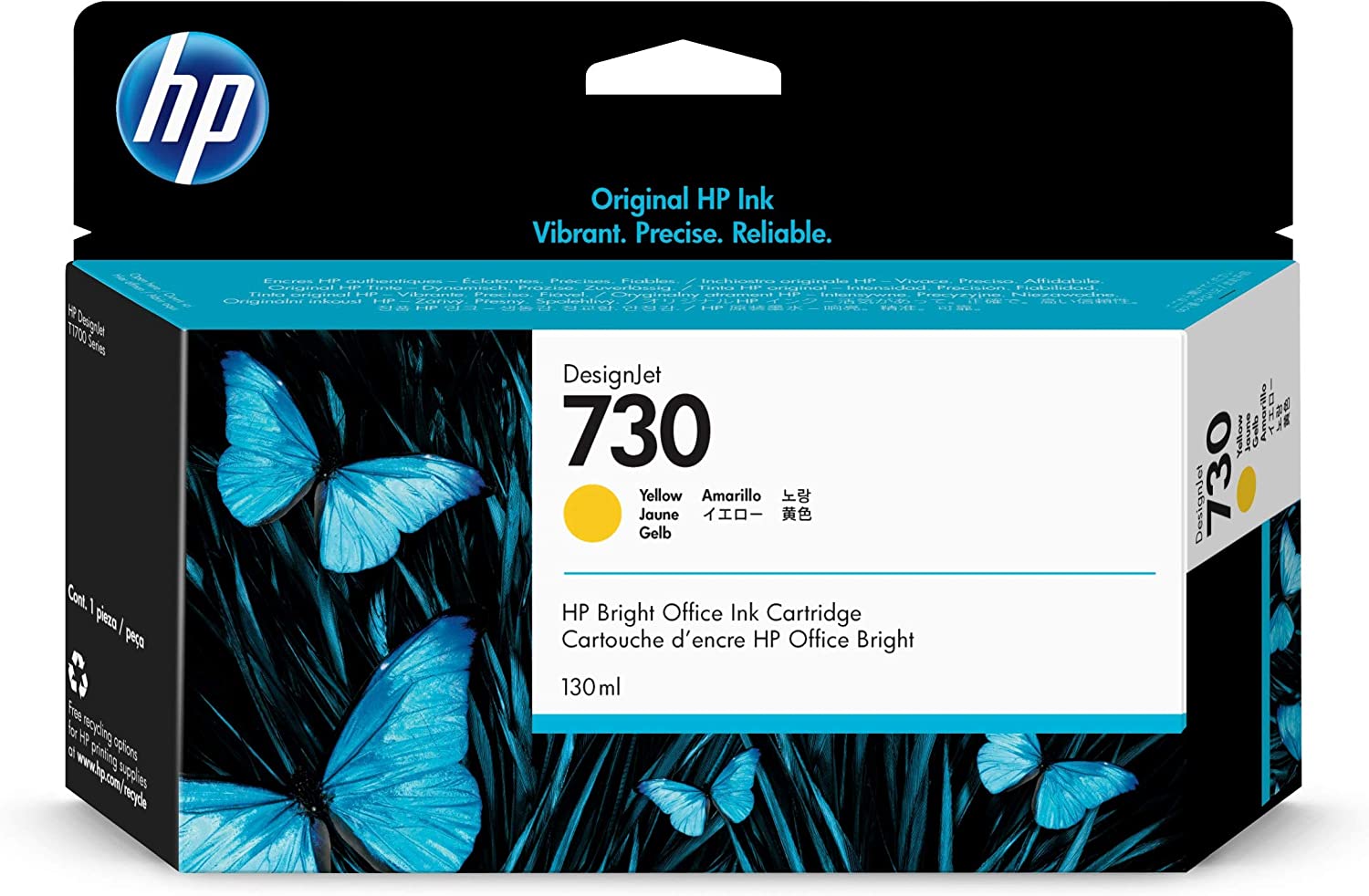 HP Cartouche d’Encre 730 DesignJet Jaune, 130 ml, Yellow, Standard Yield