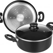 IBILI Casserole Inducta with lid 28 cm, Aluminium, Black/Transparent