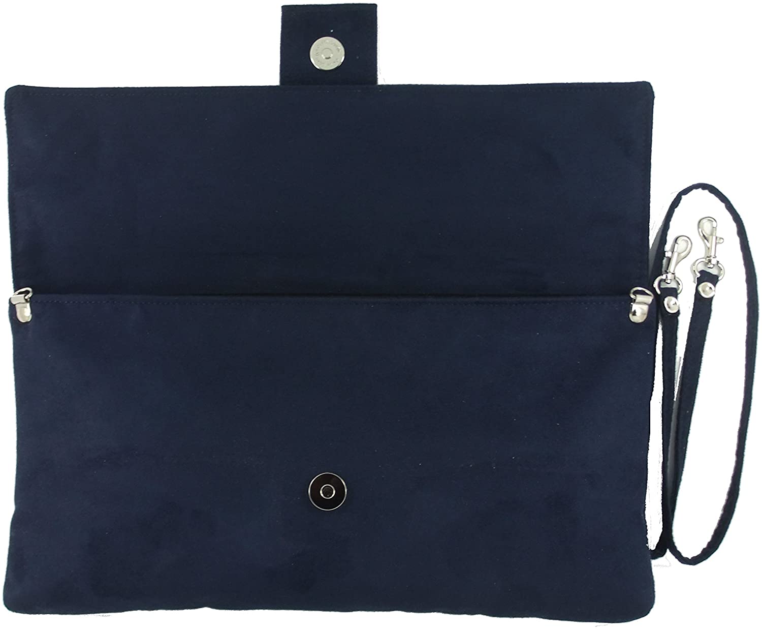 LONI Fab Large Faux Suede Clutch Shoulder Bag, Dark Navy Blue - Image 3