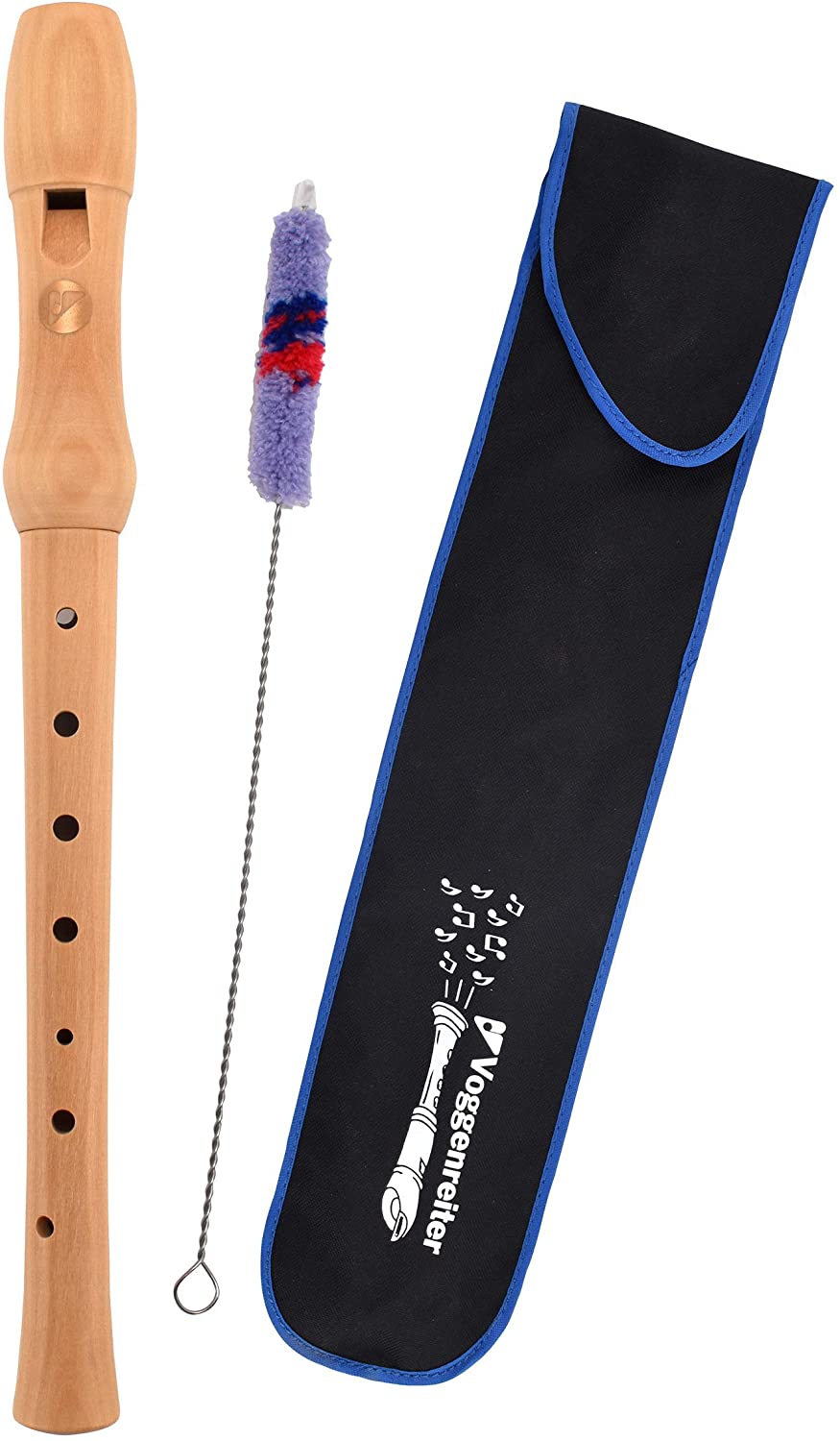 Voggy's wooden Recorder Set flute wiper cloth bag set for beginners and advanced players (C-soprano, baroque fingering