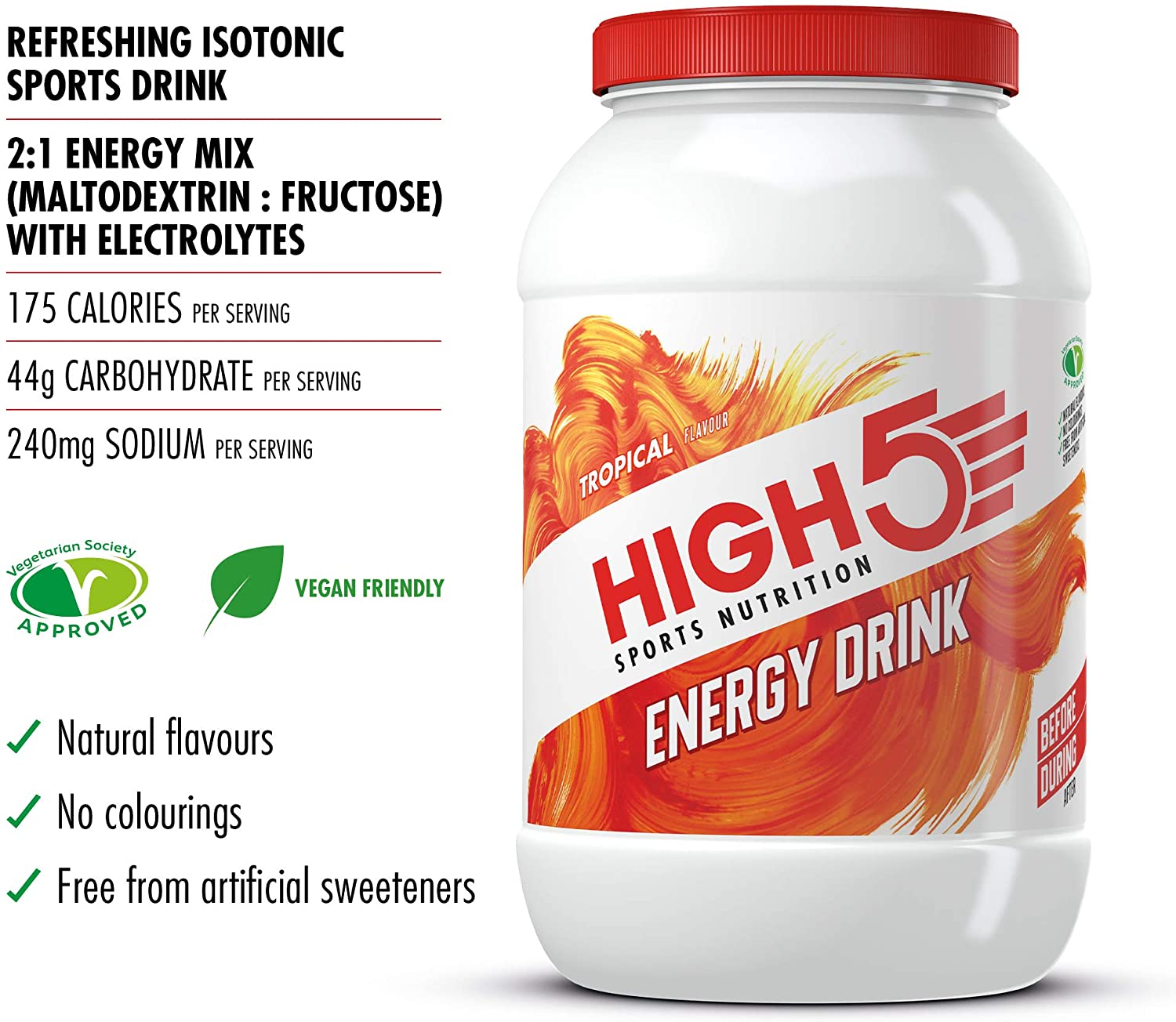 HIGH5 Energy Drink, Electrolytes Sport Energy Drink Powder, Isotonic Drink with 2:1 Fructose, Hydration for Running Cycling - Image 2