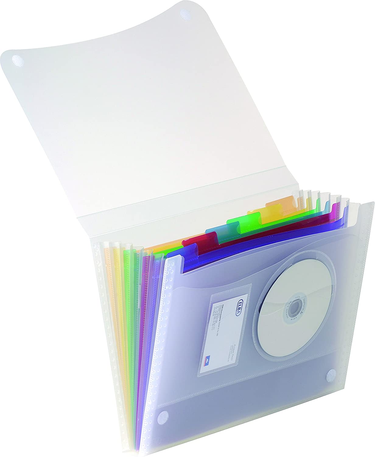 Oxford A4+ Document Folder, 12 Compartments, Expanding File, Colour Coded Tabs, Clear
