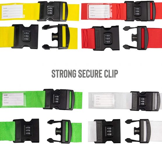 Gone Travelling Luggage Straps with Combination Lock for Secure Suitcases - Packing Belt Strap with Quick Clip Buckle - Travel Accessories for Backpacks, Holdall and Suitcases - Assorted Colours - Image 2