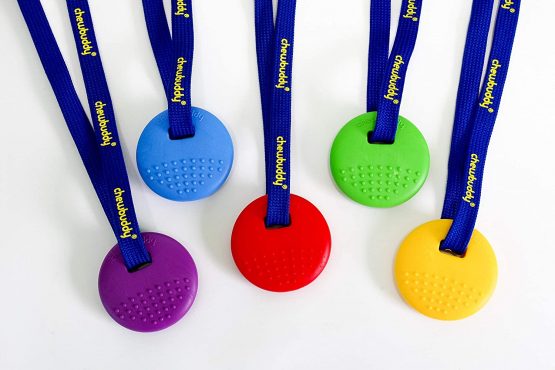 Sensory Direct Chewbuddy Disc & Lanyard - Pack of 2, Sensory Toy for a Fidget, Chew or Teething Aid | For Kids, Adults, Autism, ADHD, ASD, SPD, Oral Motor or Anxiety Needs | Yellow