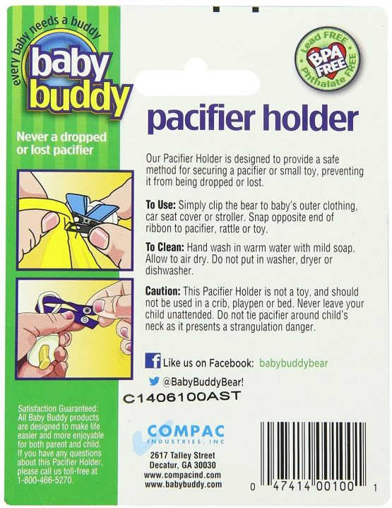 Baby Buddy Pacifier Holder Clip - Cute Fashionable Bear Clips onto Baby’s Shirt, Snaps to Paci, Teether, Toy - for Babies 4+ Months - Pacifier Clip for Toddlers Boys & Girls, Red, 1 Count - Image 2
