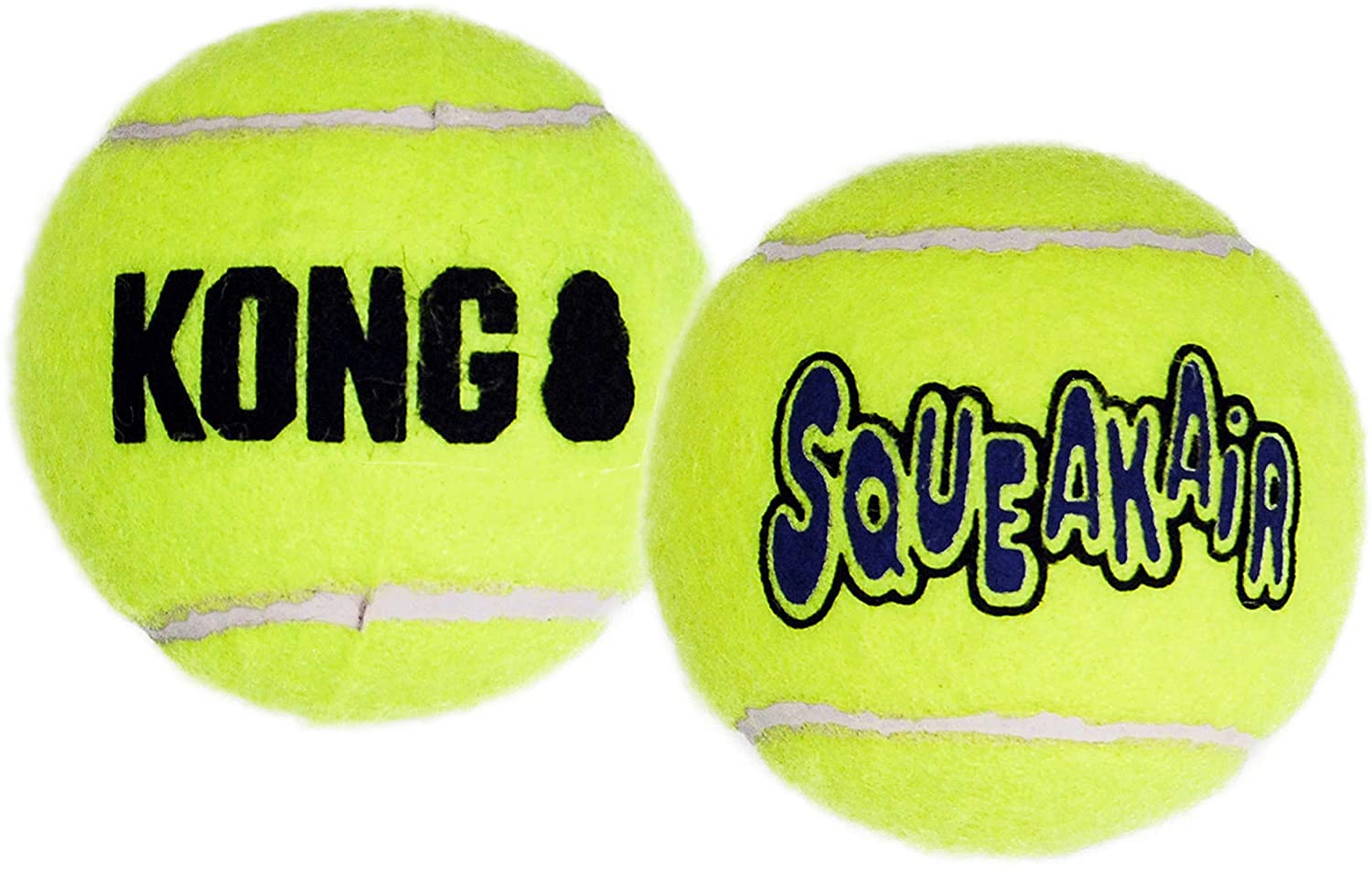KONG - Squeakair Balls - Dog Toy Premium Squeak Tennis Balls, Gentle on Teeth - For Large Dogs (2 Pack), Yellow, Grand - Lot de 2