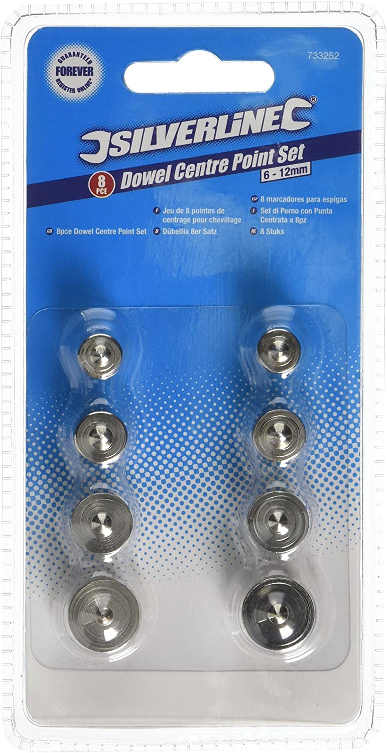 Silverline 733252 Dowel Centre Point Set 8pce 6 - 12 mm, 6-12mm x 8mm