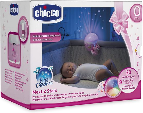 Chicco Next2Stars Baby Night Light with Plush Toy - Star Light Projector for Cots and Cribs, with Sound Sensor, 3 Light Effects and Music - 0+ Months, Pink - Image 2