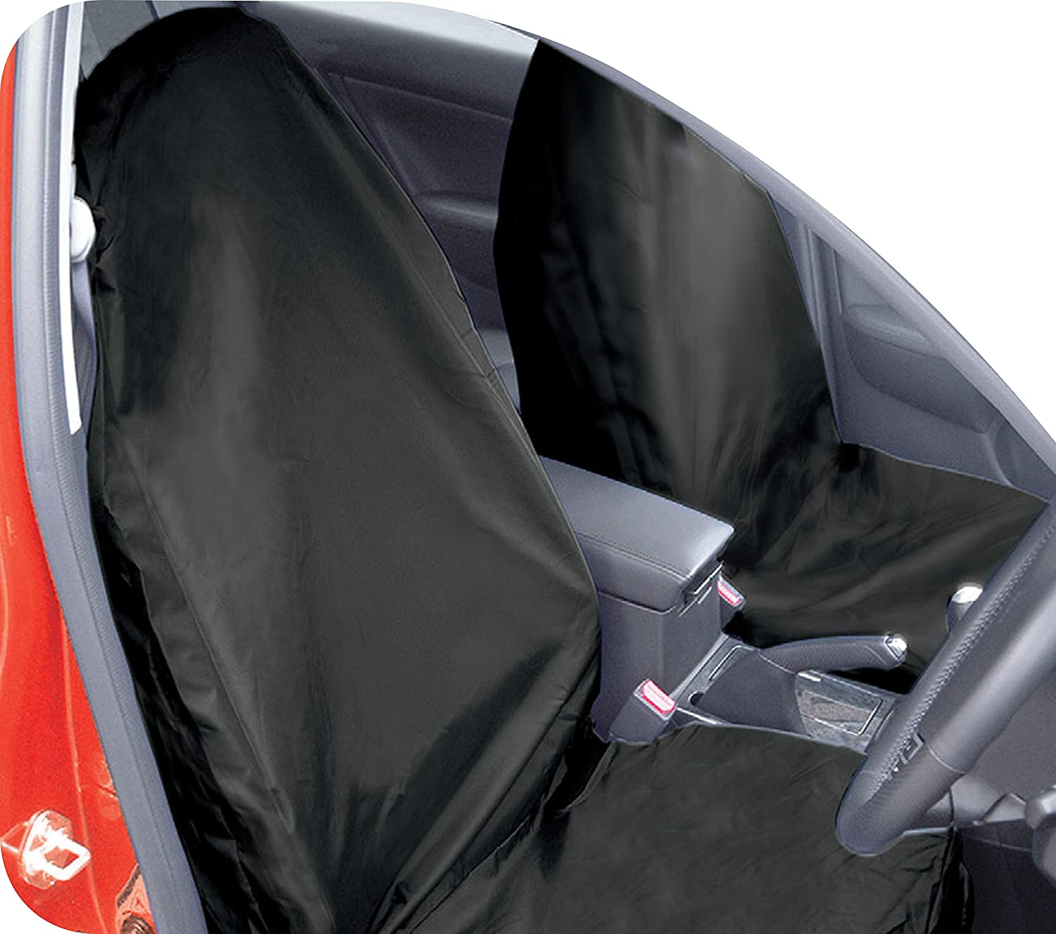 AUTO HIGH Waterproof Car Seat Covers Set, Universal Auto Seat Cover, Heavy Duty Nylon Car Seat Protectors, Black - 2 x Fronts - Image 3