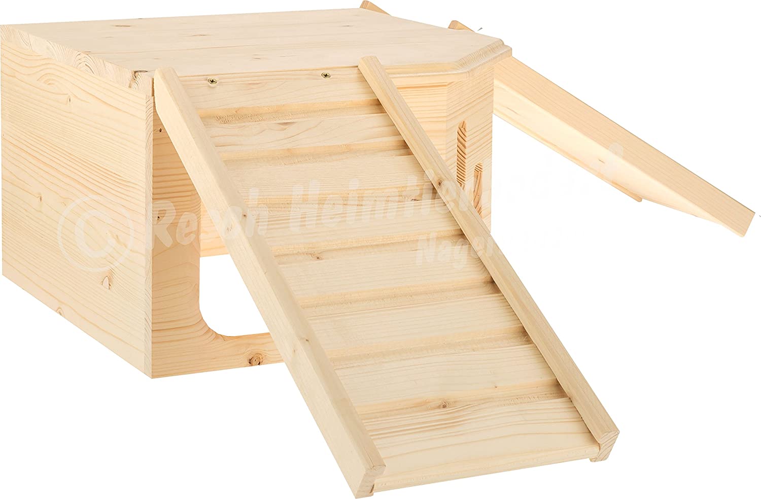 Resch No32 Rodent Corner XL Natural solid wood made of spruce/With 2 hidden entrances under the two staircases and an enormous roof patio area - Image 3