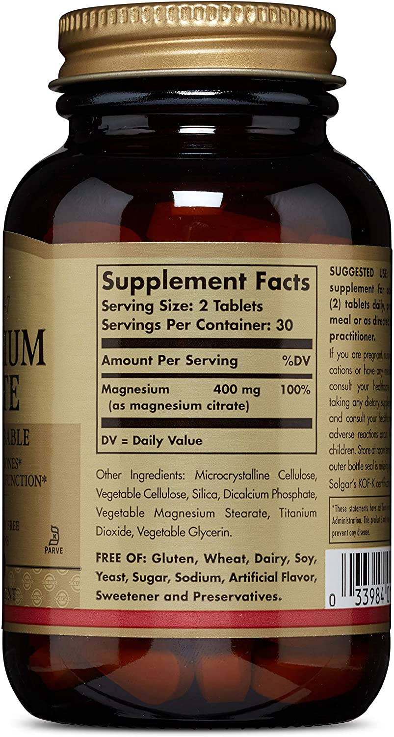 Solgar Magnesium Citrate Tablets, Pack of 60, Supports The Nervous System, Energy Release, Reduces Tiredness and Fatigue - Image 2