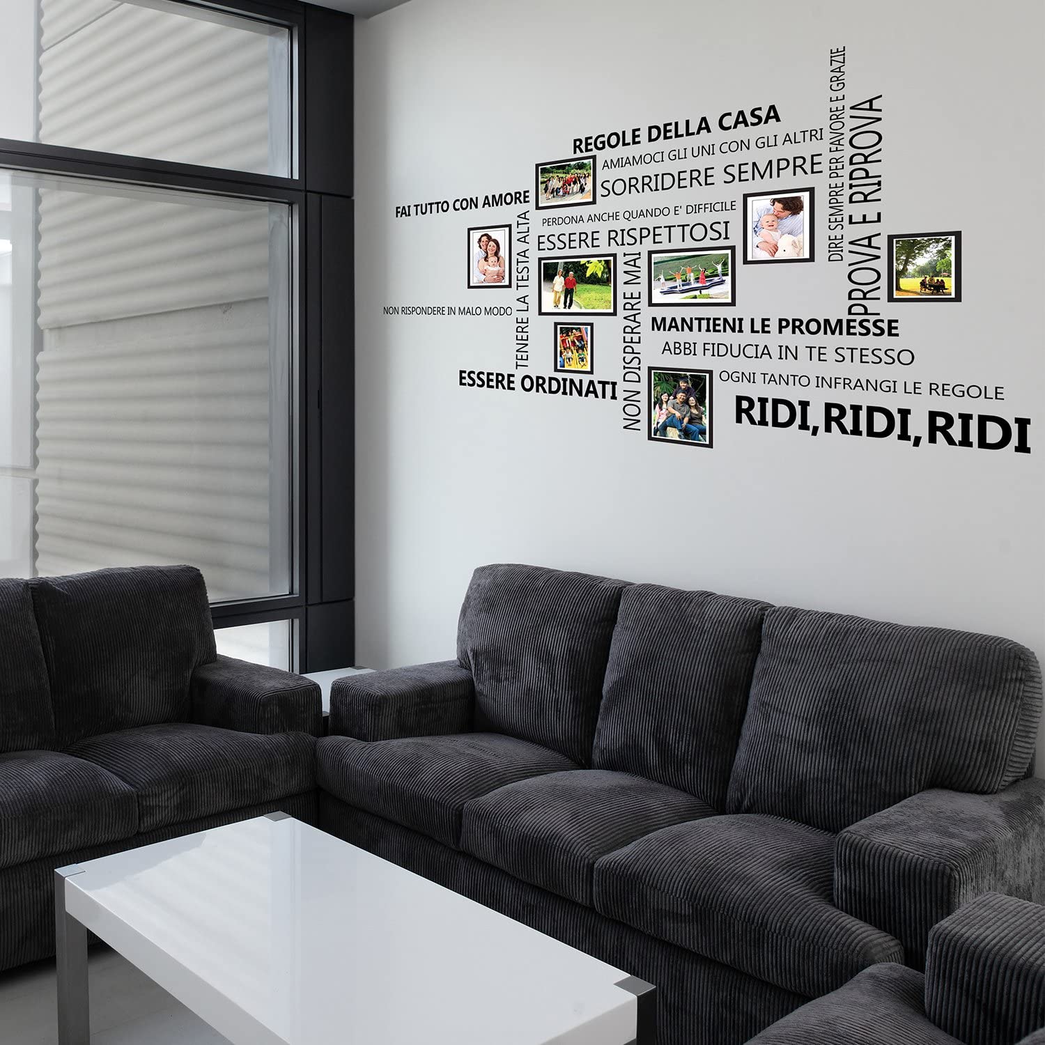 Wallflexi Family Quotes Italian Birdcage Wall Stickers with Photo Frame, Vinyl, Multi-Colour, 90 x 30 x 0.05 cm - Image 2