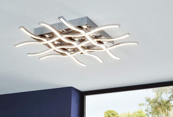 EGLO Lasana 1 LED Ceiling Light 6-Bulb Material: Steel, Plastic, Colour: Chrome, White - Image 2