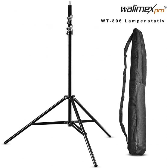 Walimex Pro WT-806 Light Stand (with damping spring system, max. 256 cm, 6 kg Load Capacity, Adjustable, made of aluminium, for Studio Mobile Photography Softbox Reflector Boom) with carry bag
