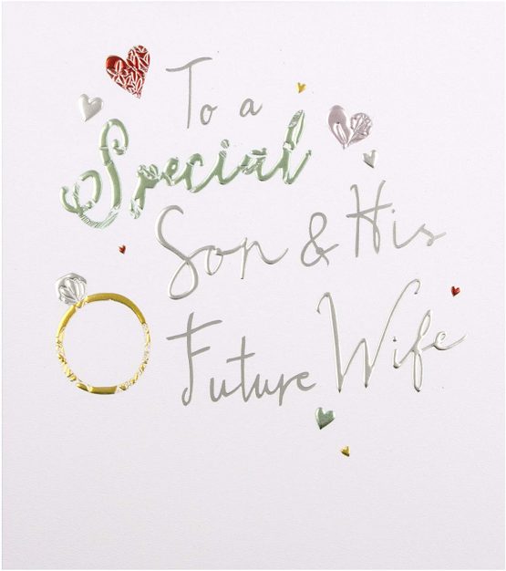 Son & Future Wife Engagement Card from The Hallmark Studio - Contemporary Design with Embossed Foiled Lettering