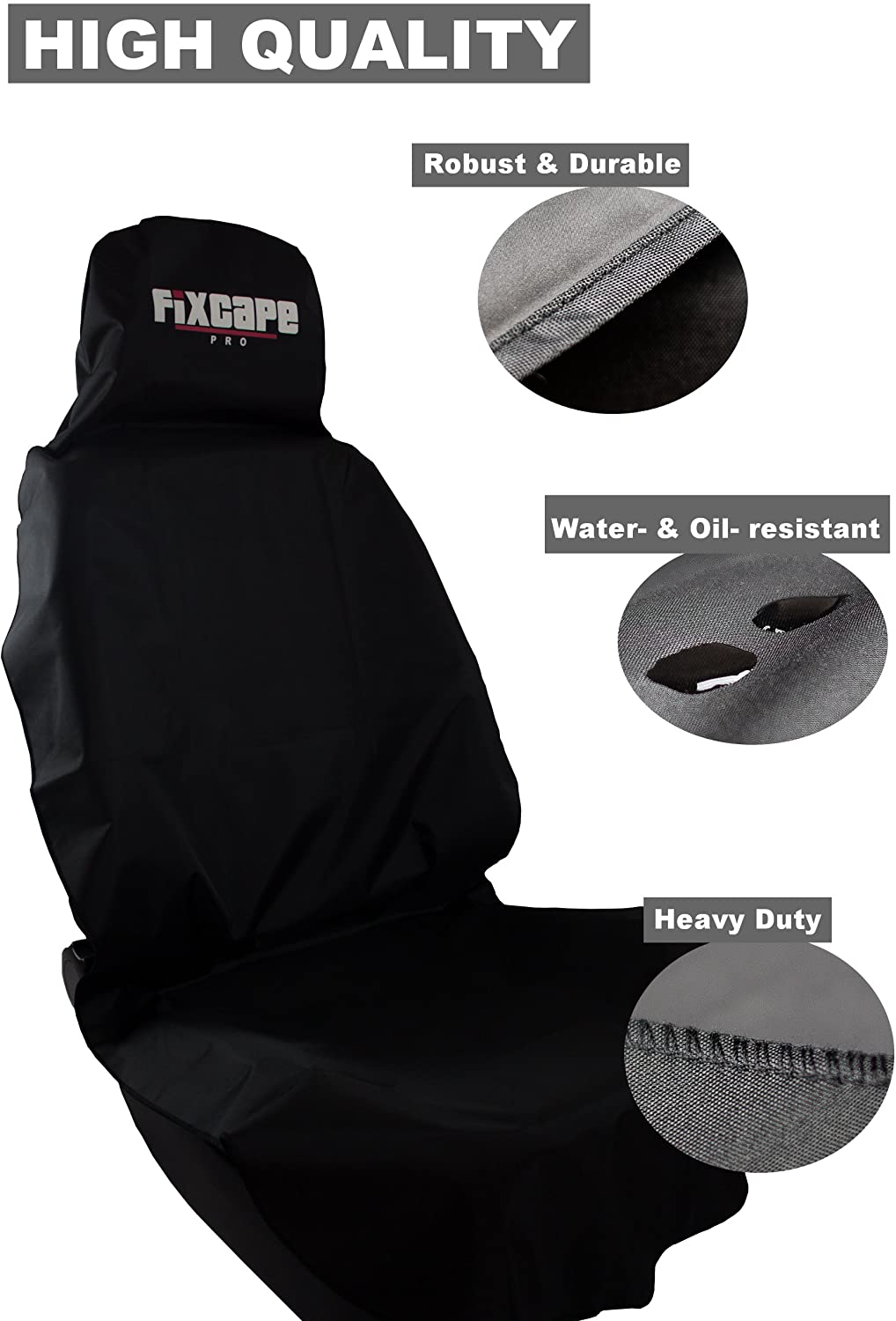 fixcape PRO, Robust, Universal Seat Protector, Waterproof & Oil Resistant Car Seat Cover, Front Seat Protection - Image 2
