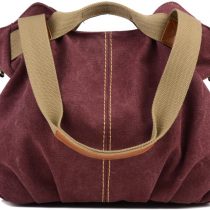 LOSMILE Women's Handbag, Canvas Shoulder Bag Top Handle Bags Satchels Beach Tote Bag Cross Body Bags. (Burgundy)