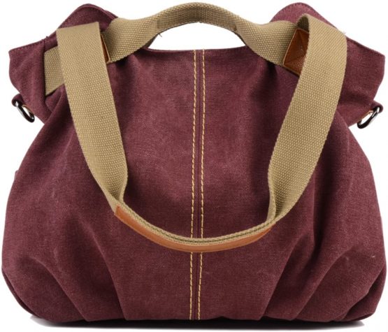 LOSMILE Women's Handbag, Canvas Shoulder Bag Top Handle Bags Satchels Beach Tote Bag Cross Body Bags. (Burgundy)