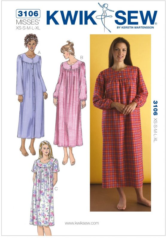 Kwik Sew Patterns K3106osz Size Xs Xl Nightgowns Pack Of | Free ...