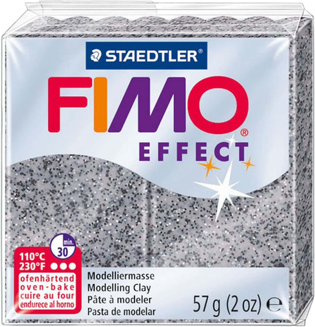 STAEDTLER 8020-803 Fimo Effect Oven-Hardening Polymer Modelling Clay, Granite, 57 g (1 Packung), gray