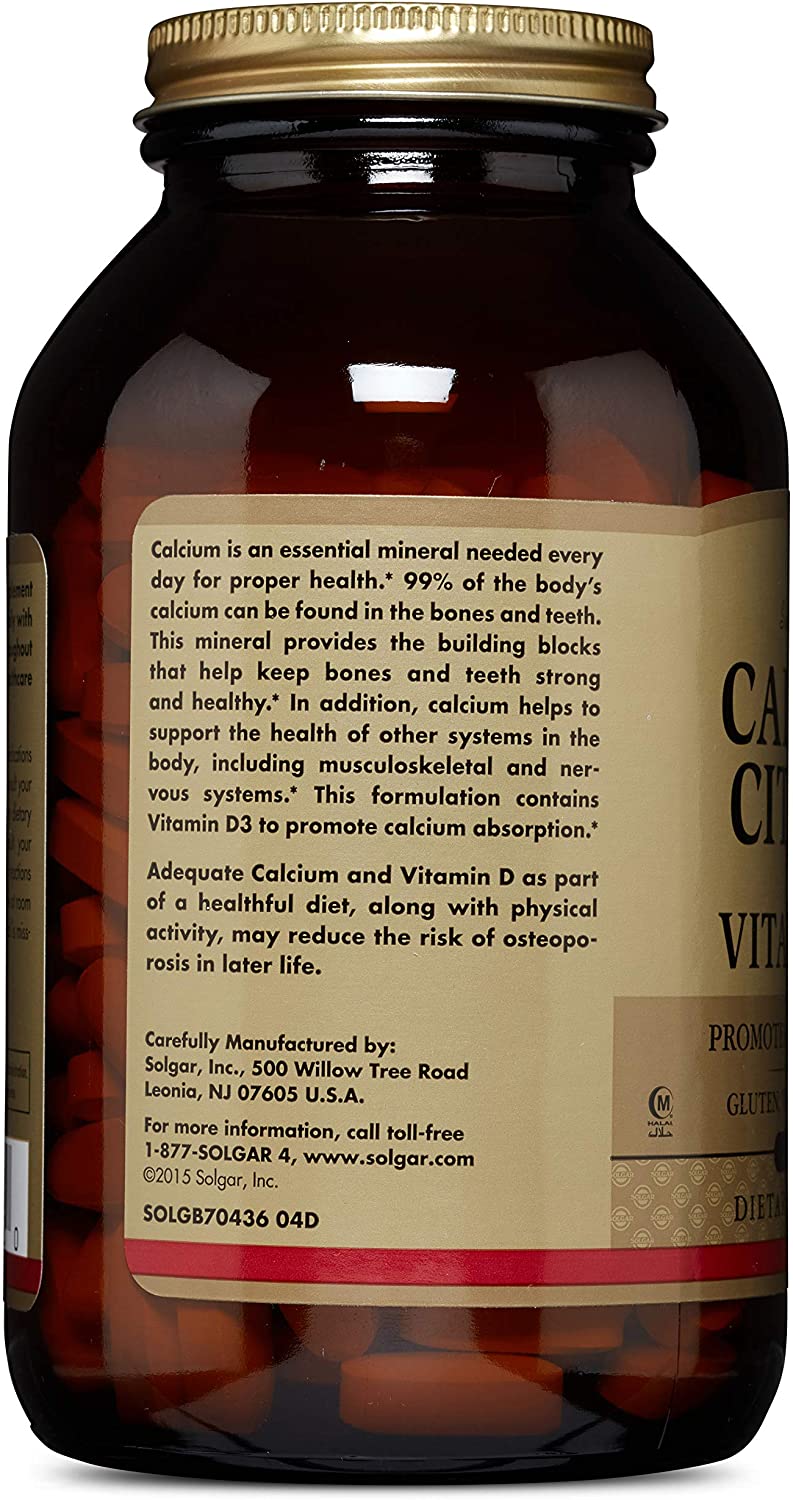 Solgar Calcium Citrate with Vitamin D3 - Healthy Bones & Teeth - High Potency Formula - 240 Tablets, Brown, 240 count (Pack of 1) - Image 4