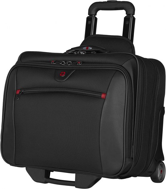 Wenger 600661 POTOMAC 17 Inch 2-Piece Business Wheeled Laptop Briefcase, Padded laptop compartment with Matching 15.4 Inch Laptop Case in Black {23 Litre}