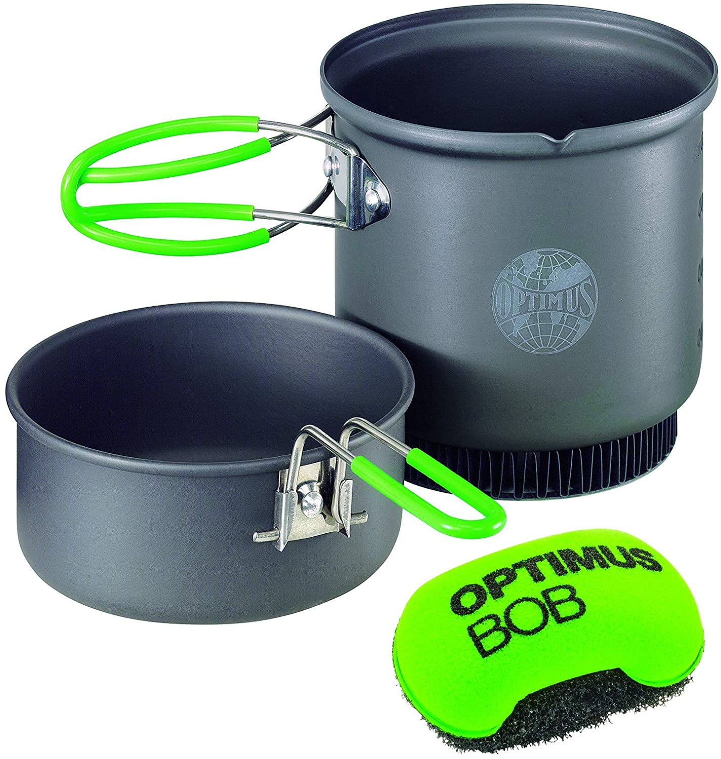 Optimus Terra Weekend HE Cookset (0.95 Ltr, Pan Set) with Optimus Bob Sponge, Grau