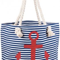 styleBREAKER Striped Look Beach Bag with Anchor, Sling Bag, Shopper, Women 02012038, Color:Blue-White/Red