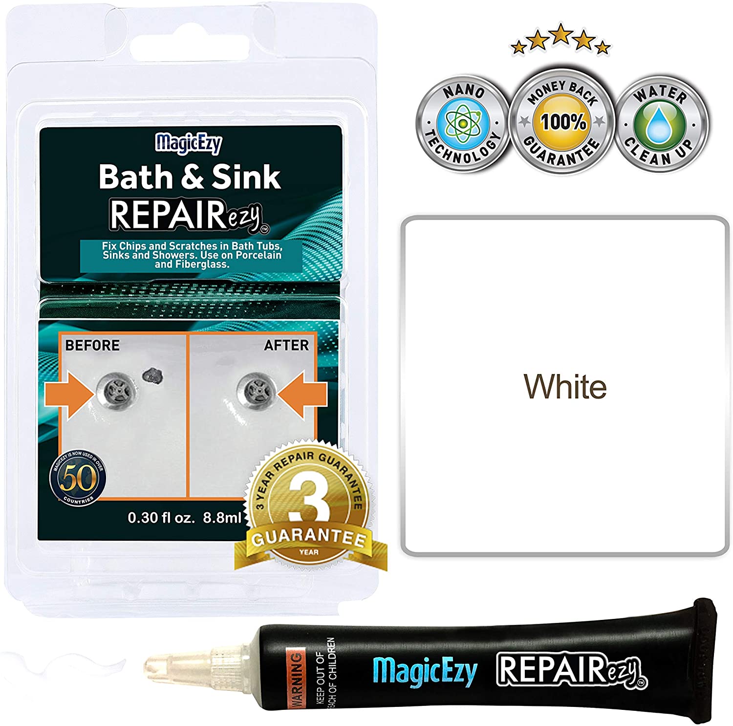 MagicEzy Bath & Sink RepairEzy (White) - Acrylic Bath Repair Kit - Image 3