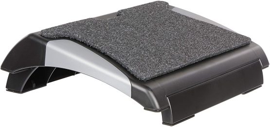 Q-Connect KF20075 Foot Rest with Carpet - Black/silver