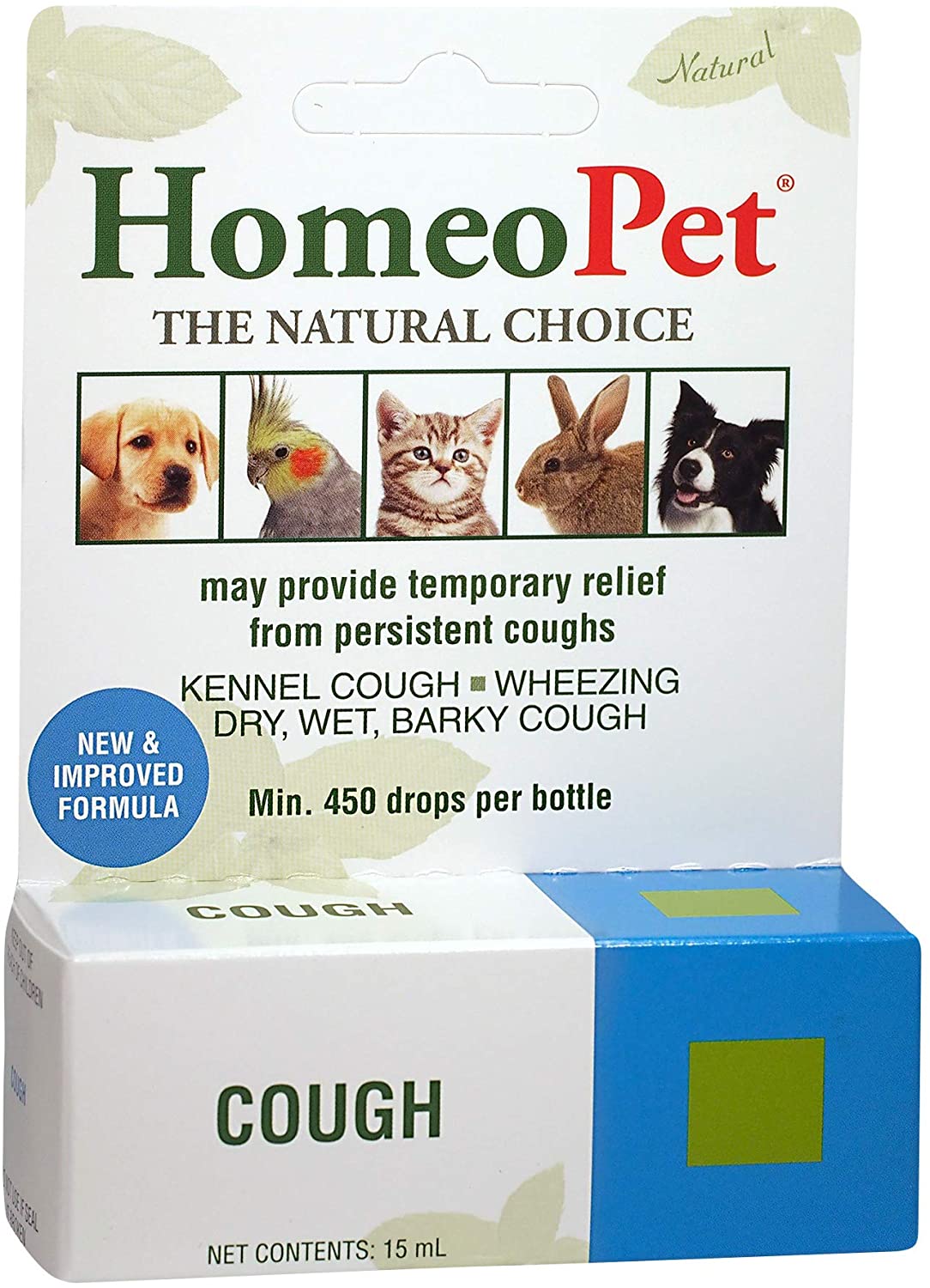 HomeoPet Cough, Natural Cough Supplement for Dogs Cats, and Other Pets, Safe and Gentle Cough Medicine, 15 Milliliters