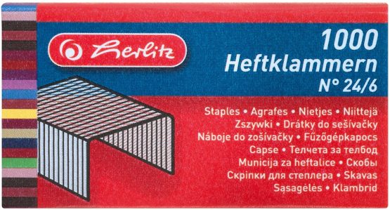 Herlitz No. 10 Staples, 2X Galvanised 1000 Pieces On Card No. 24/6