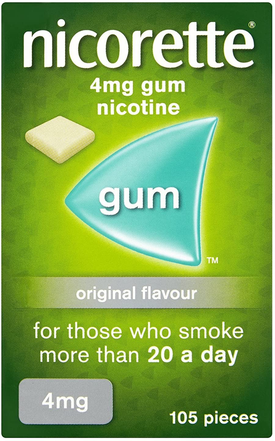 Nicorette Original Gum 4 mg Nicotine 105-Pieces, Nicotine Gum (Quit Smoking and Stop Smoking Aid)