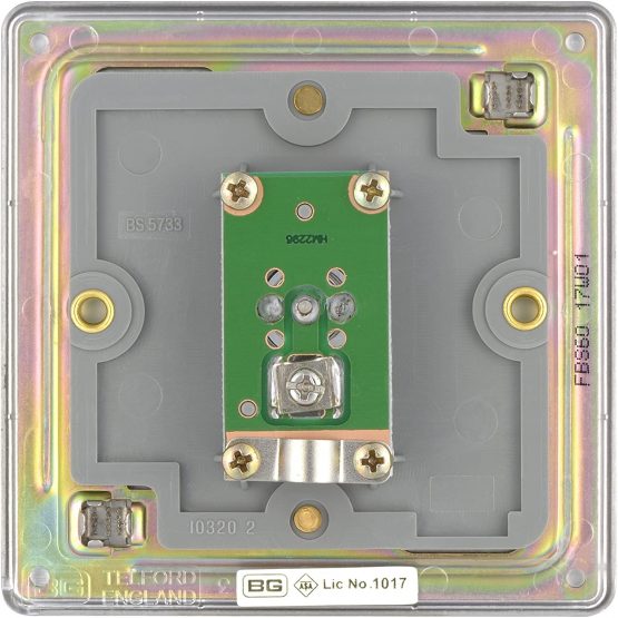 BG Electrical FBS60-01 Screwless Flat Plate Single Co-Axial Socket, Brushed Steel - Image 3