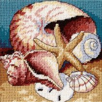 DIMENSIONS Shell Collage, 5"x5" Stitched in Floss