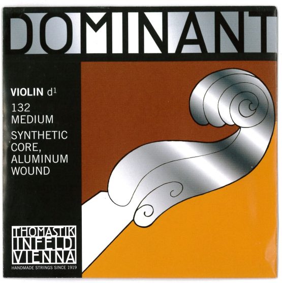Thomastik Single string for Violin 4/4 Dominant - D-string Synthetic Core, Aluminium Wound, Medium