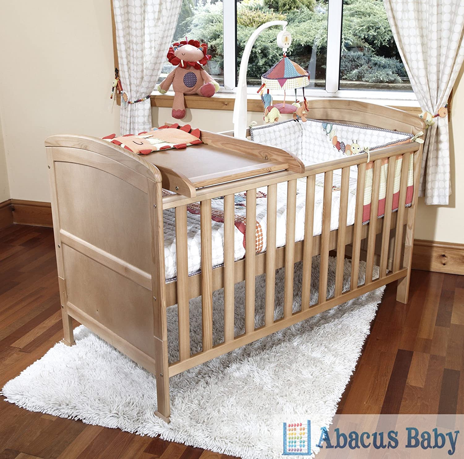 Penelope Luxury COT Bed & Safety Foam Mattress & Changer Country Pine