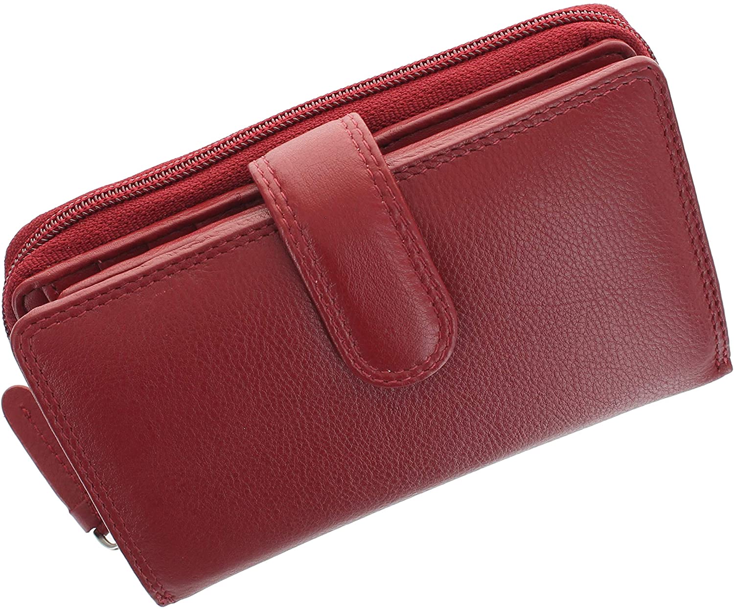 VISCONTI Heritage Collection Madame Leather Purse with Tab Closure RFID Blocking HT33 Red