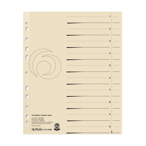 Herlitz A4 Subjects Divider - Buff (100 Pieces)