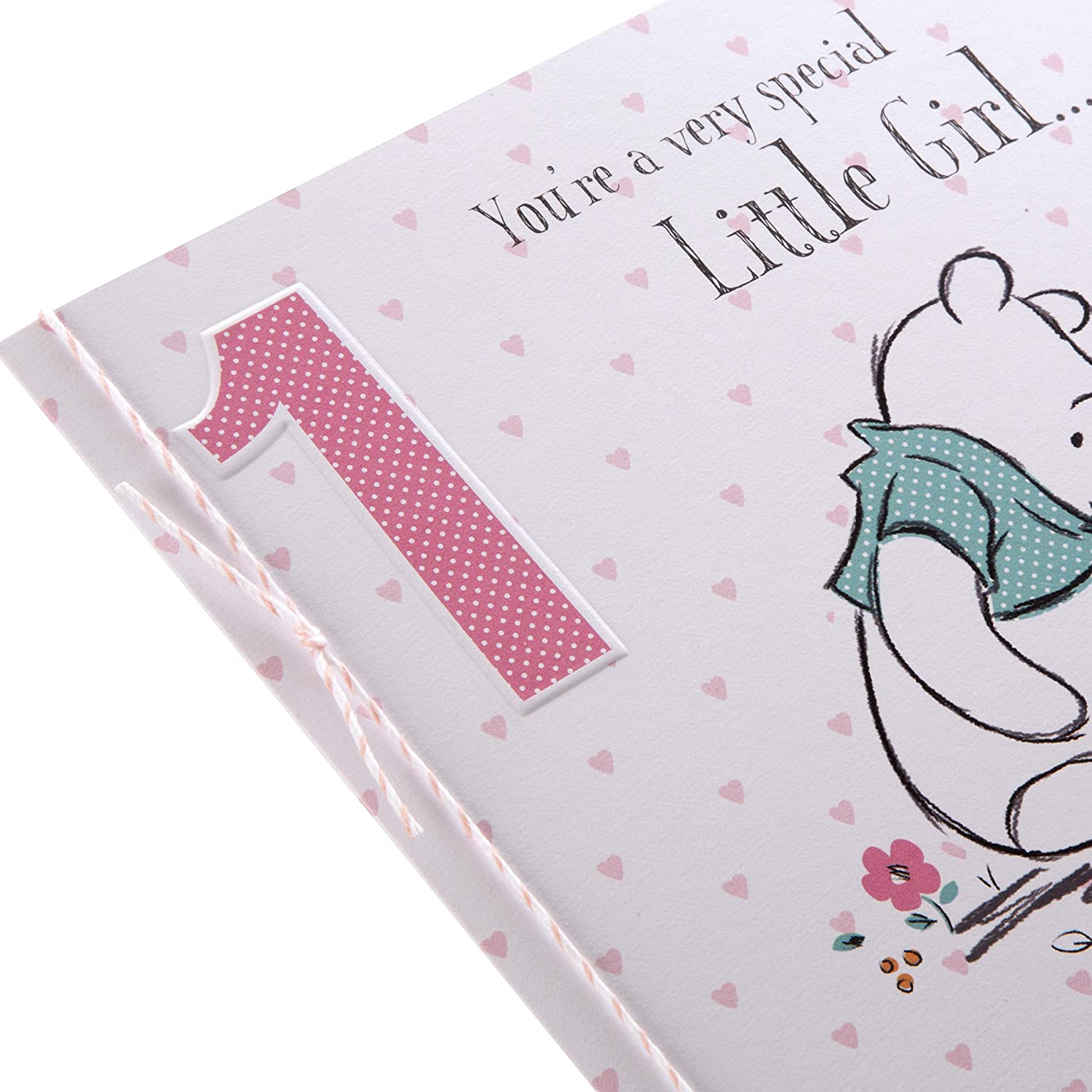 Hallmark Age 1 Birthday Card for Little Girl - Winnie-The-Pooh Design, 1st Birthday Pink Bear, 18 cm by 16 cm - Image 3