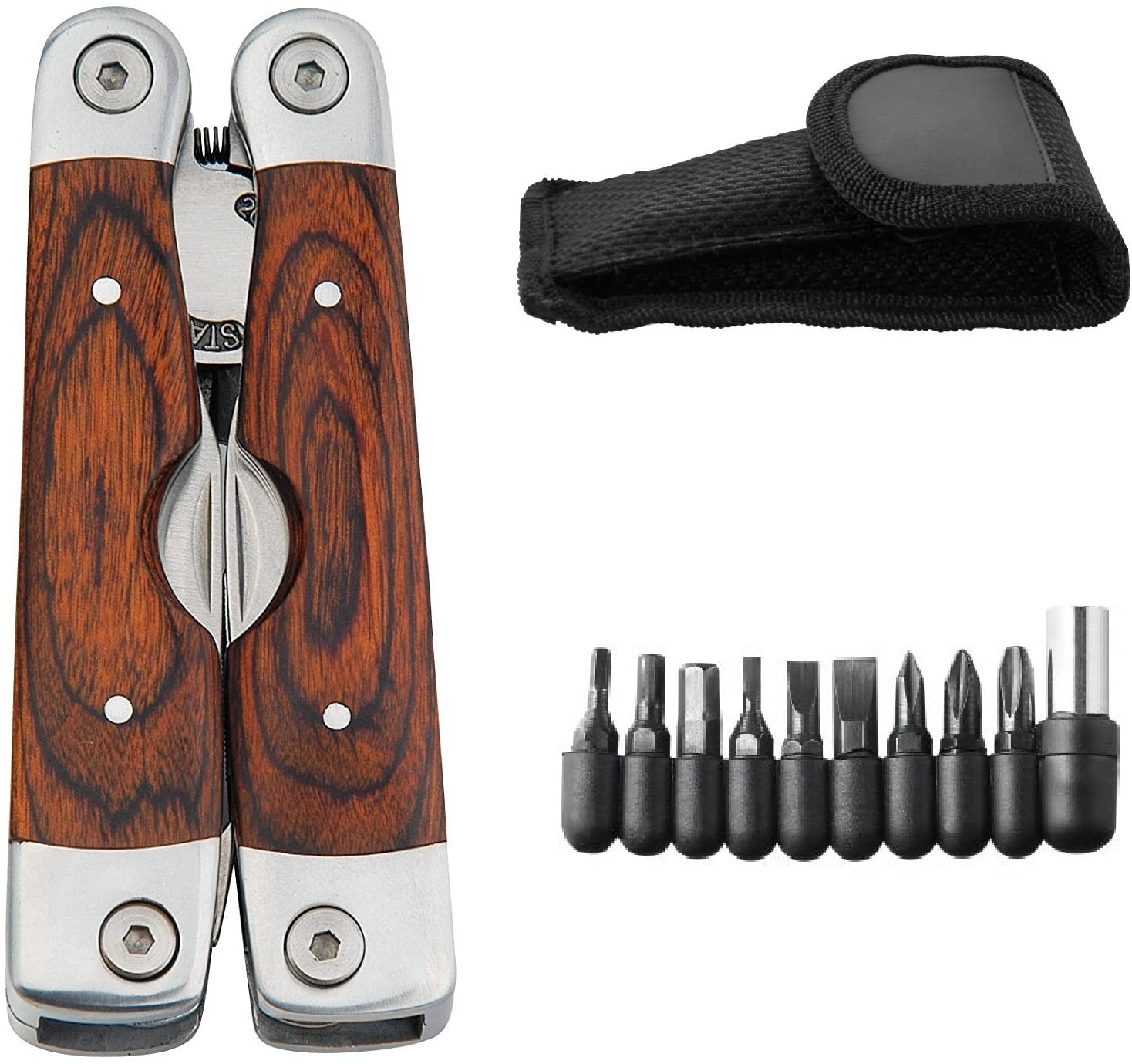 Rosewood Multi Tool, 22 in 1 Tools, Tough Multitool Belt Pouch, Needle & General Pliers, Screwdrivers, Phillips & Flathead - Image 2
