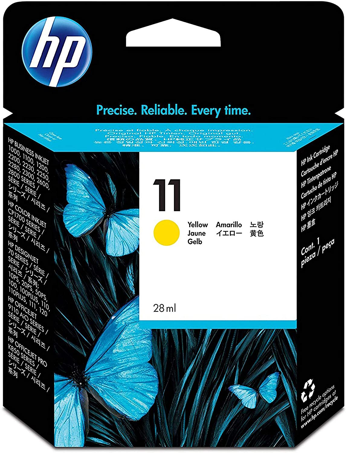 HP C4838A 11 Original Ink Cartridge, Yellow, Pack of 1, Standard