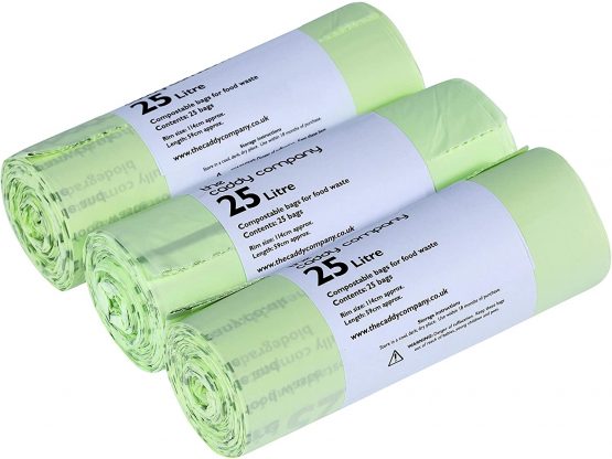 All-Green 25 Litre x 75 bags 25 Litre Caddy Company 100% Biodegradable & Compostable Kitchen Kerbside Bin Liners
