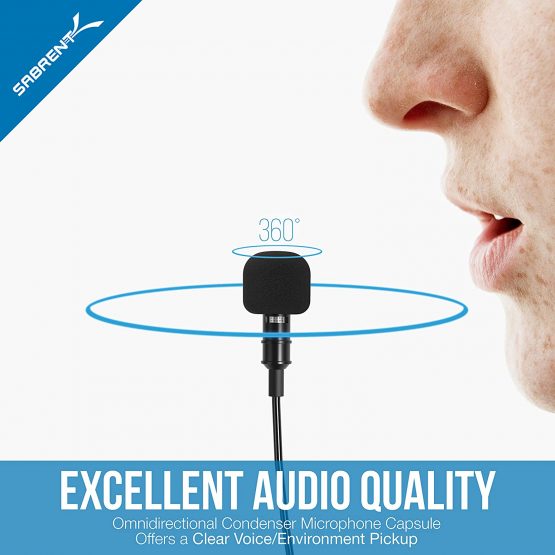 Sabrent Lavalier/Lapel Clip-on Omnidirectional Condenser Microphone for iPhone & Android Smartphones or any other mobile device (AU-SMCR) - Image 4