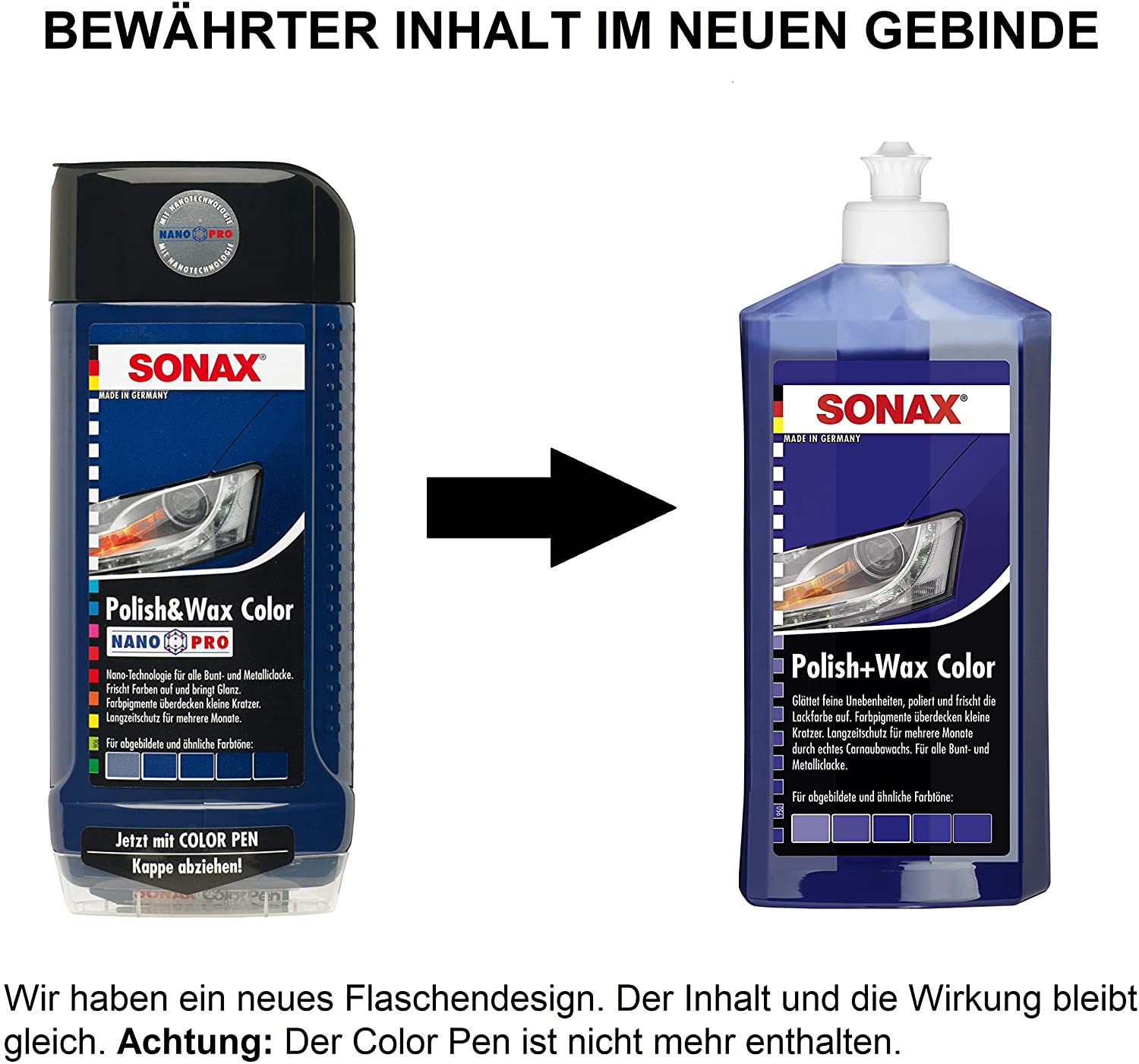 SONAX POLISH+WAX COLOR BLUE (500 ml) - A mid-strength polish with colour pigments and a wax component., Color Blue 500 ml - Image 2