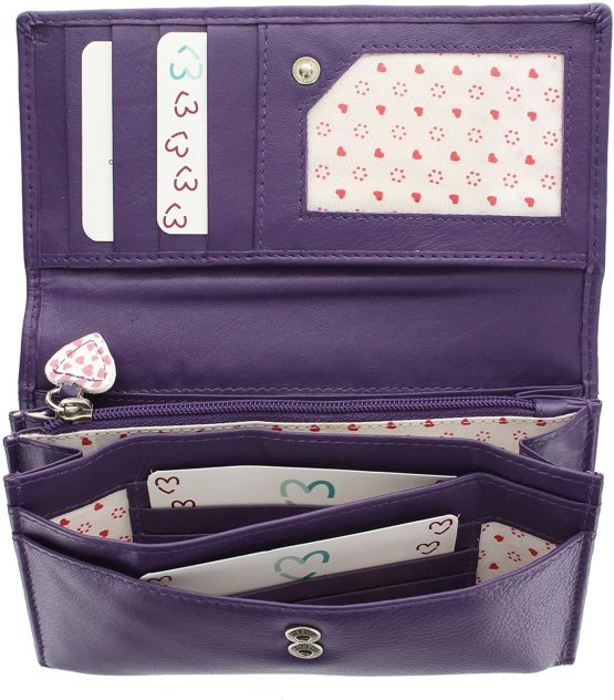 Mala Lucy Collection Ladies Leather Flap Over Purse 3186_30 RFID Blocking Purple - Image 3