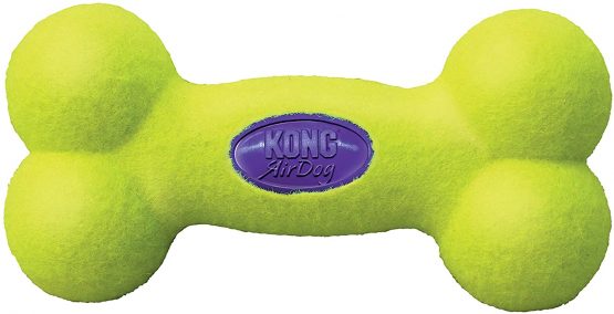 KONG - AirDog Squeaker Bone - Squeaky Bounce and Fetch Toy, Tennis Ball Material - For Medium Dogs