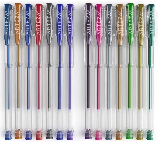 Arteza Metallic Gel Pens, Set of 14, 0.8-1.0 mm Tips, Bright and Vivid Colouring Pens, Art Supplies for Scrapbooking, Doodling, & Journaling - Image 3