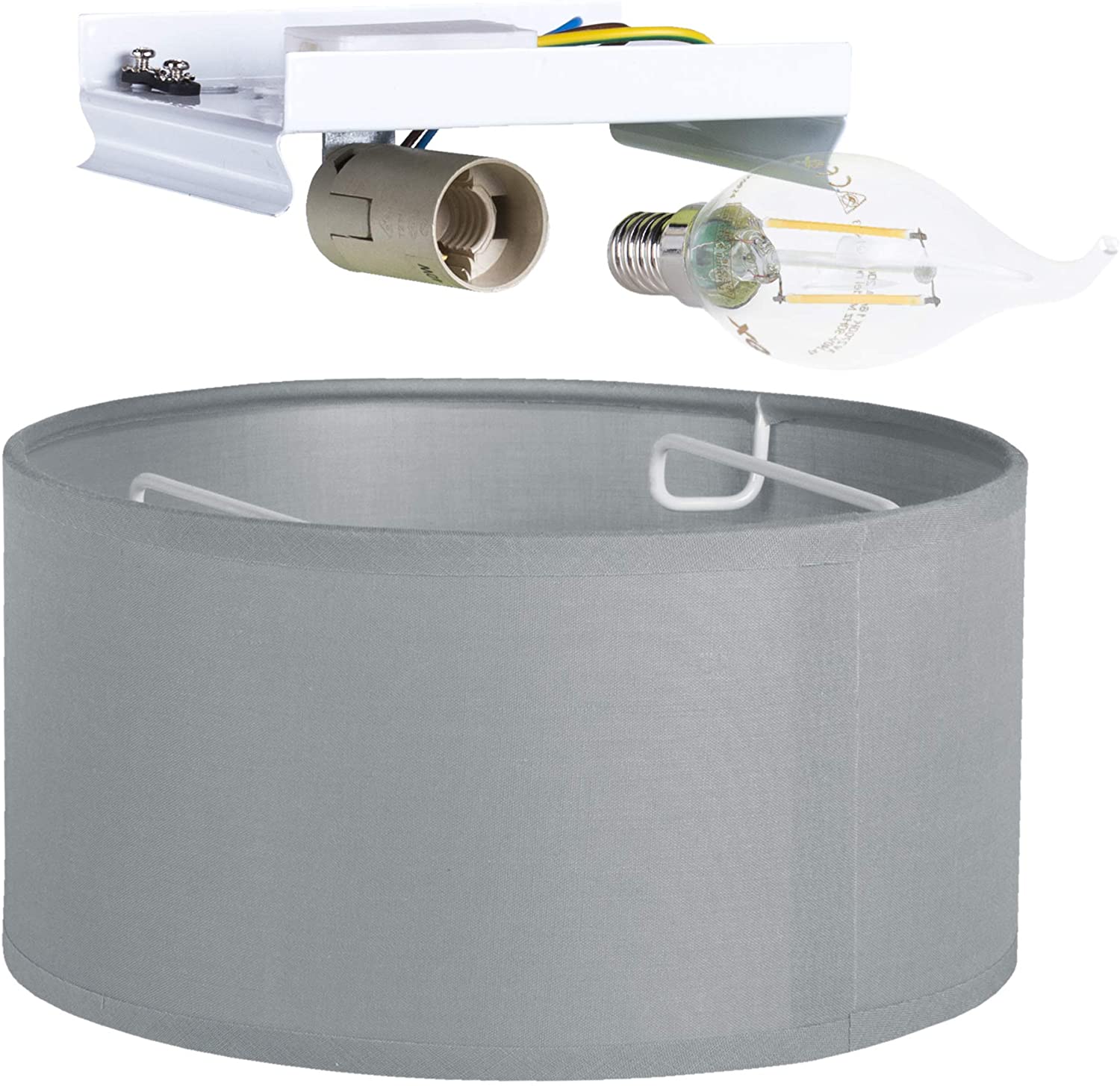 Smartwares Ceiling Light, Grey 20cm, A+, Fabric, E14, 40 W - Image 3