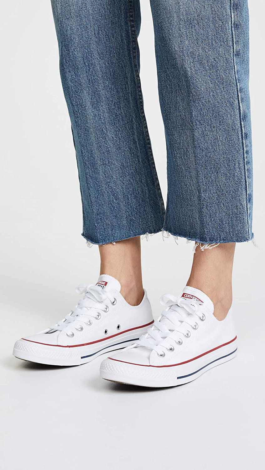 Optical White Converse Low Tops size 6 UK, White Canvas - Image 3